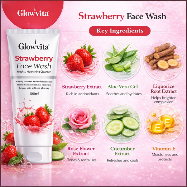 GlowVita Strawberry Face Wash – Fresh & Nourishing Cleanser
